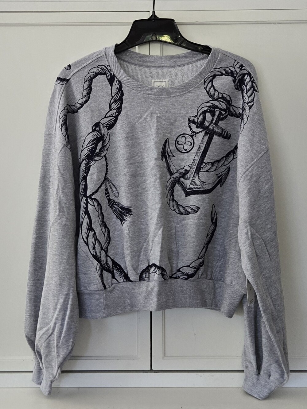 NWT Maeve Gray Crewneck Sweatshirt with Nautical Anchor & Rope Graphic
